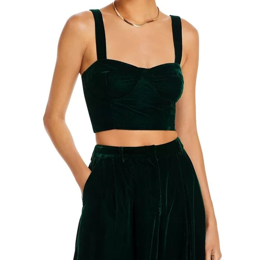 Aqua Velvet Dark Green Crop Top